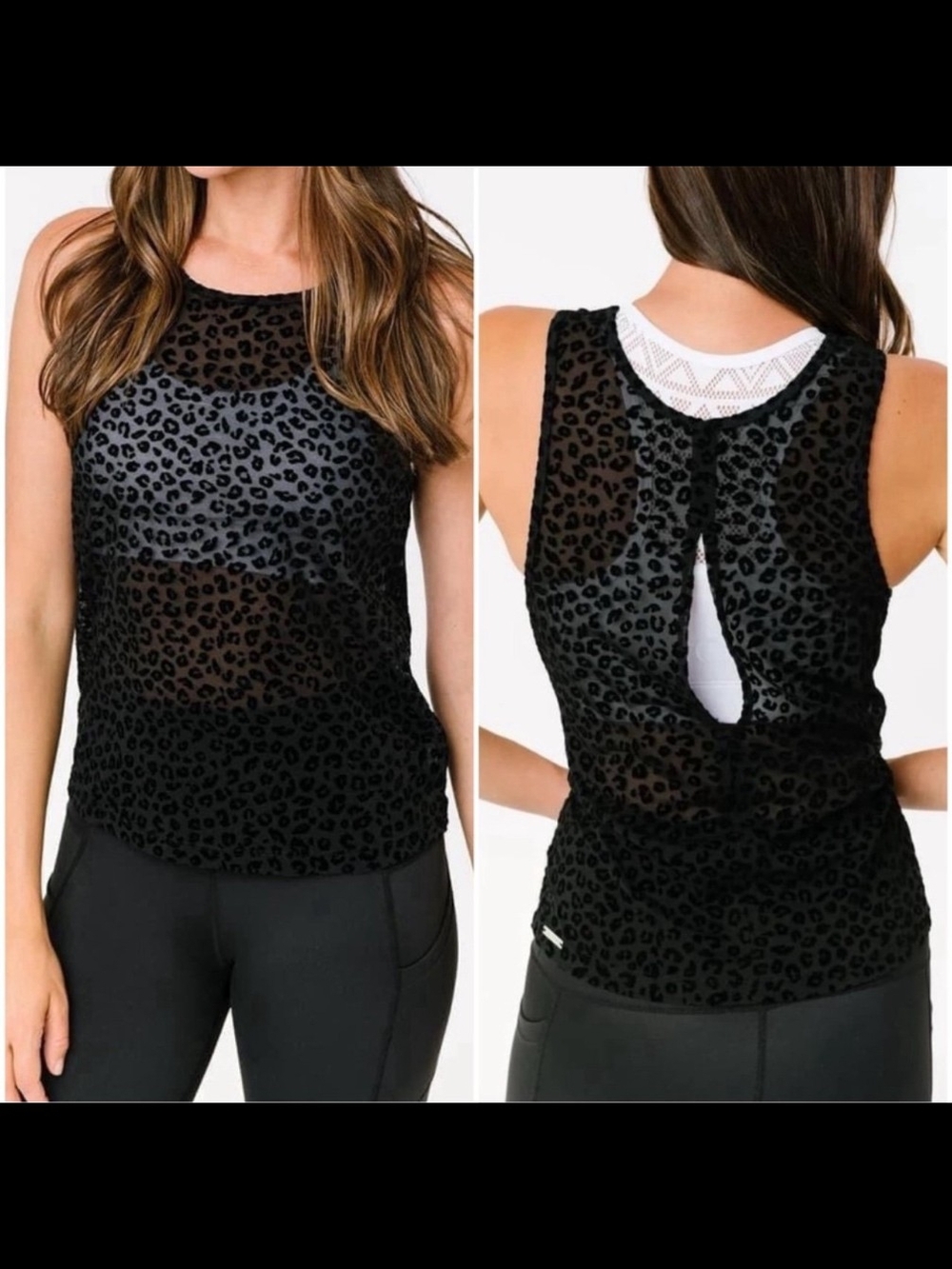 ZYIA Black Leopard Mesh Tank Top